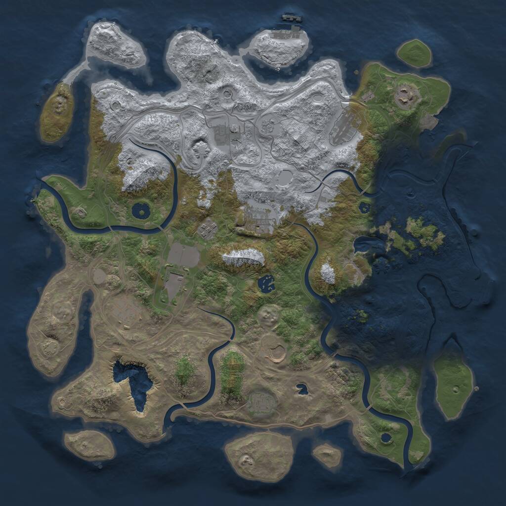 Rust Map: Procedural Map, Size: 4250, Seed: 2042676551, 16 Monuments