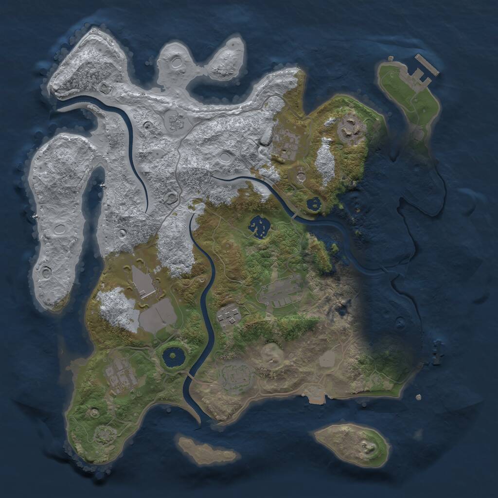 Rust Map: Procedural Map, Size: 3500, Seed: 739781846, 14 Monuments