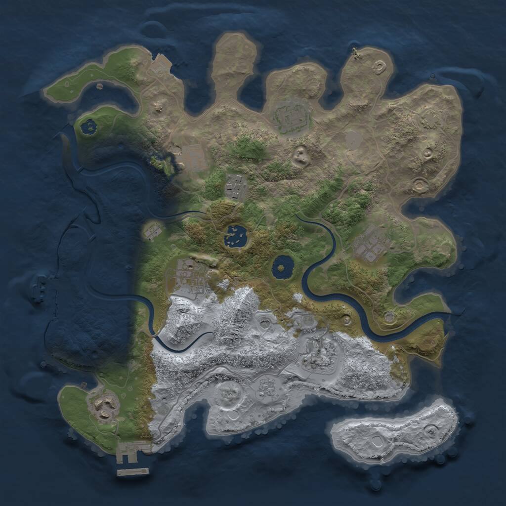 Rust Map: Procedural Map, Size: 3250, Seed: 654514, 14 Monuments