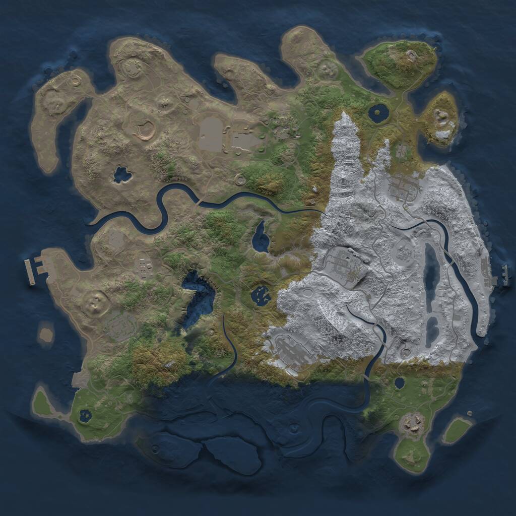 Rust Map: Procedural Map, Size: 4000, Seed: 253468, 16 Monuments