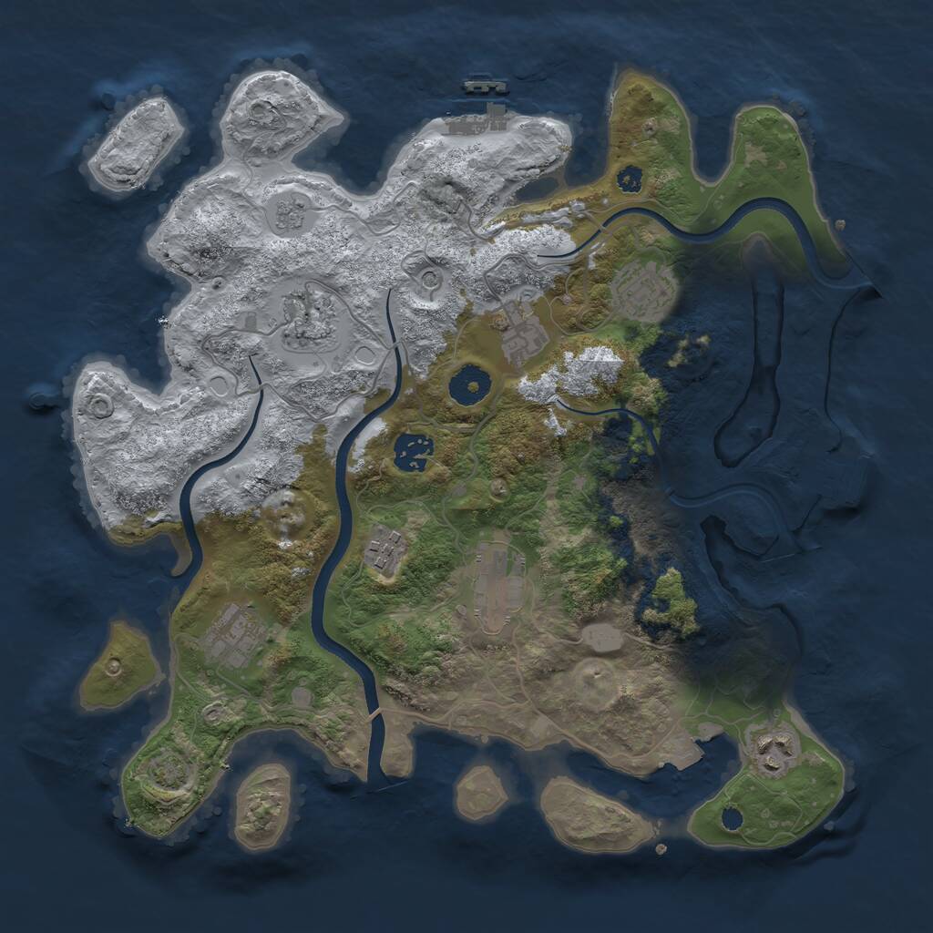 Rust Map: Procedural Map, Size: 3500, Seed: 1074717098, 14 Monuments