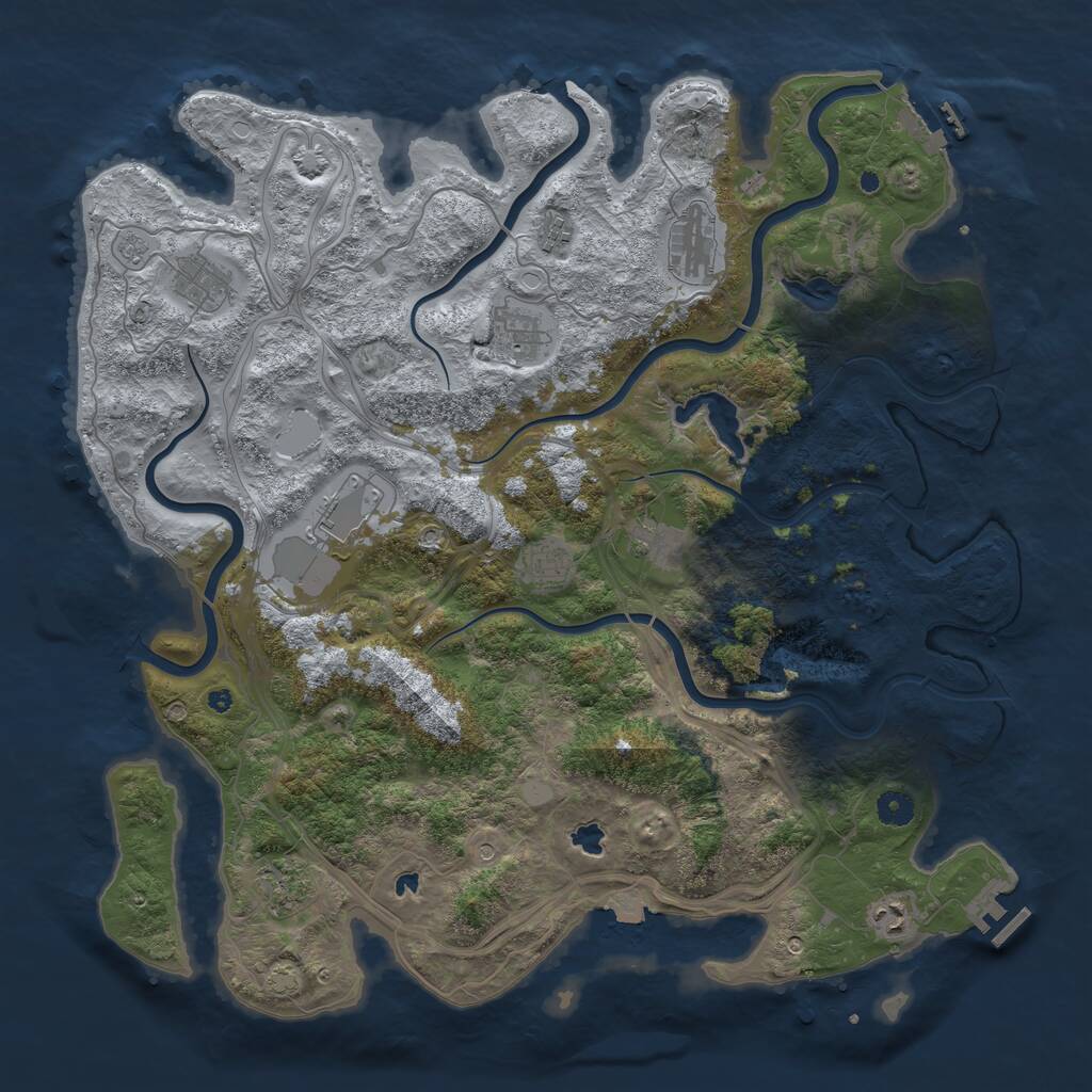 Rust Map: Procedural Map, Size: 4500, Seed: 881199756, 15 Monuments