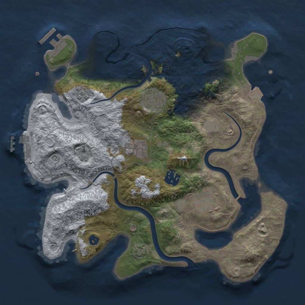 Rust Map: Procedural Map, Size: 3000, Seed: 377669323, 10 Monuments
