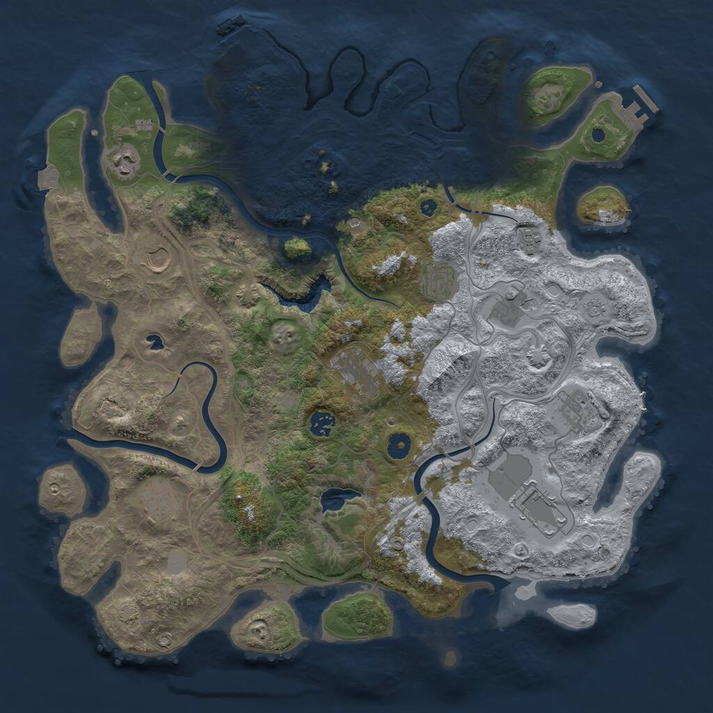 Rust Map: Procedural Map, Size: 4250, Seed: 1081868005, 16 Monuments