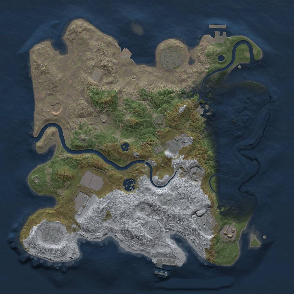 Rust Map: Procedural Map, Size: 3500, Seed: 656782, 15 Monuments
