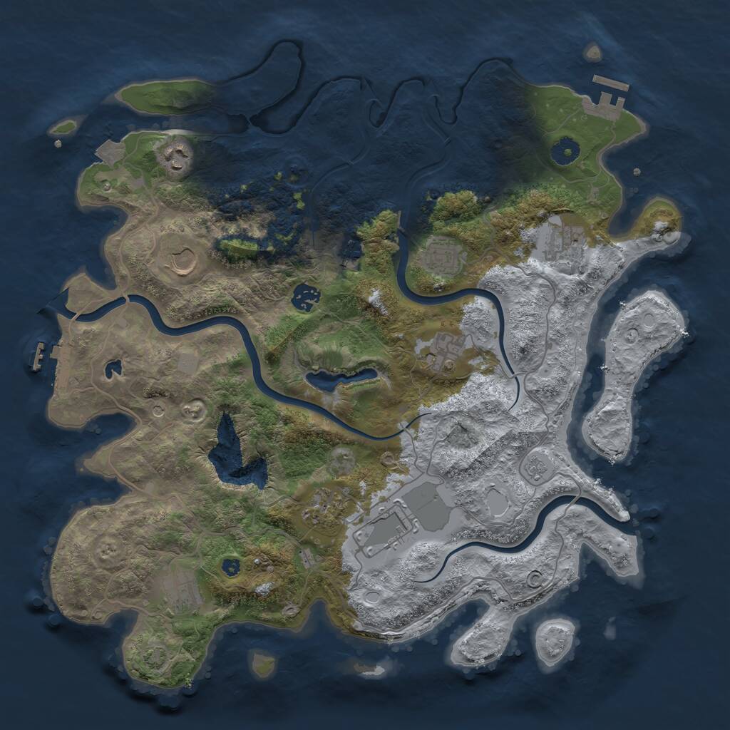 Rust Map: Procedural Map, Size: 4000, Seed: 1182419998, 16 Monuments