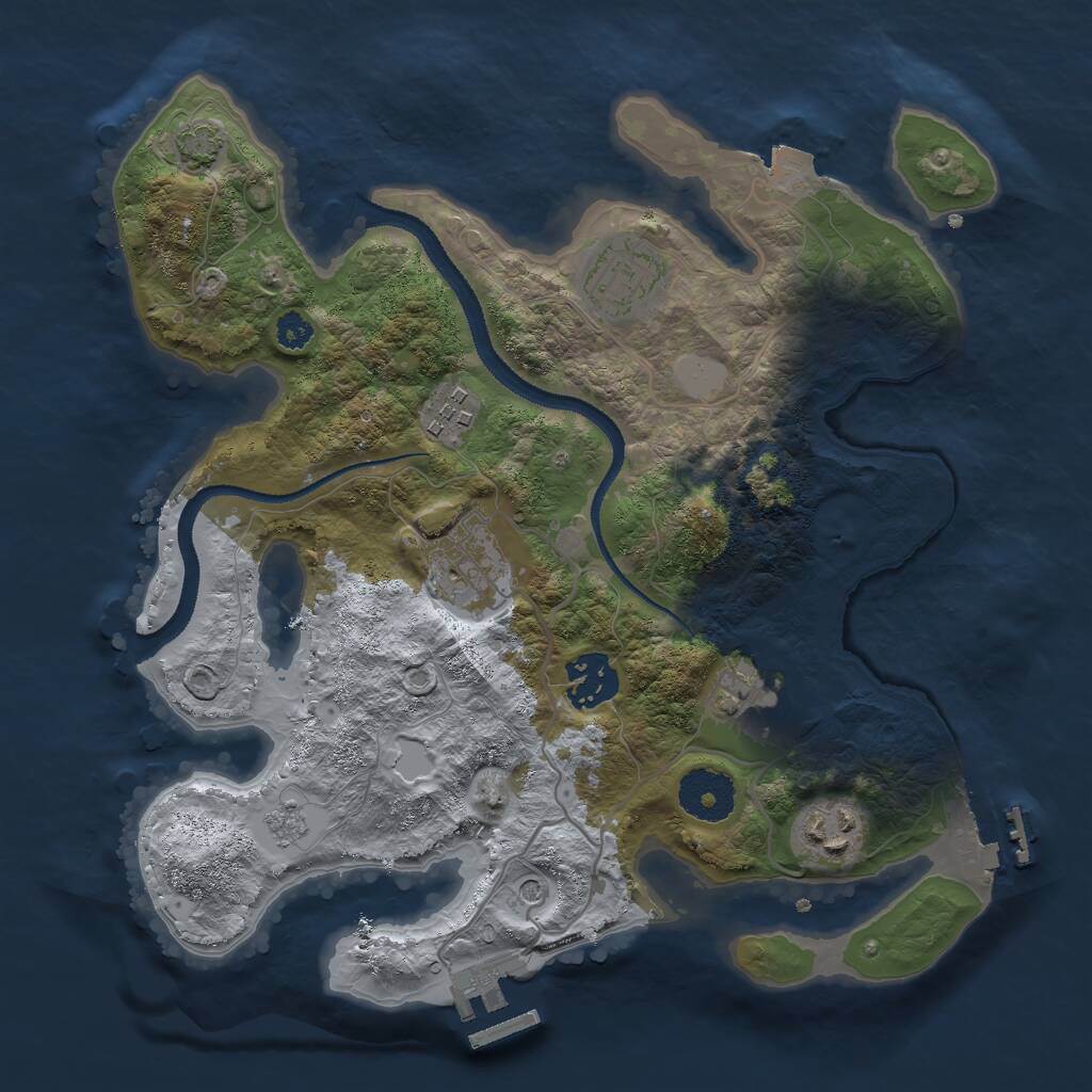 Rust Map: Procedural Map, Size: 3000, Seed: 2458738, 12 Monuments