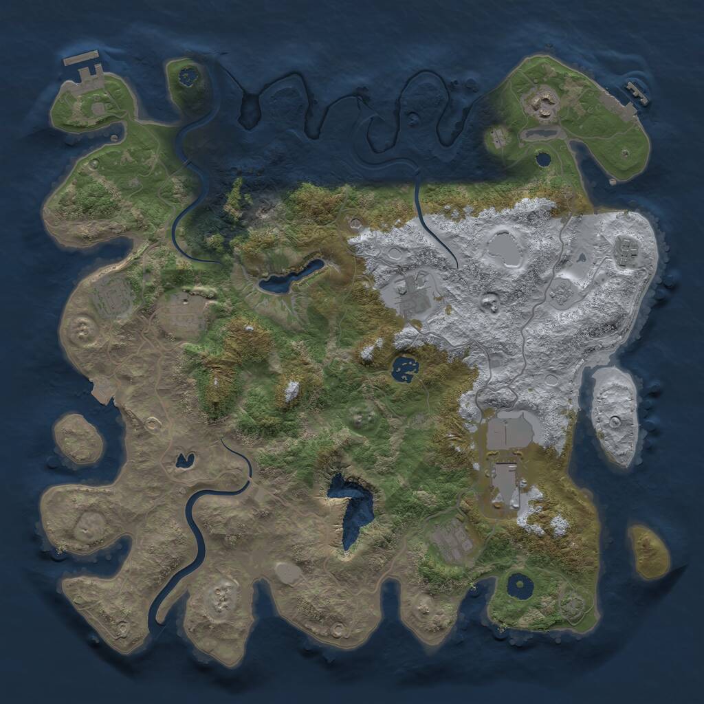 Rust Map: Procedural Map, Size: 4000, Seed: 9930, 14 Monuments