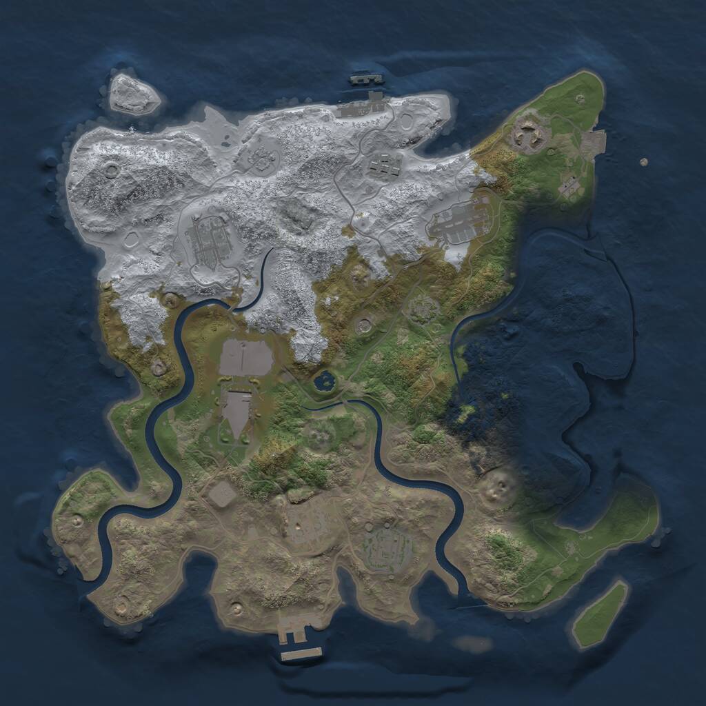 Rust Map: Procedural Map, Size: 3500, Seed: 610450, 13 Monuments