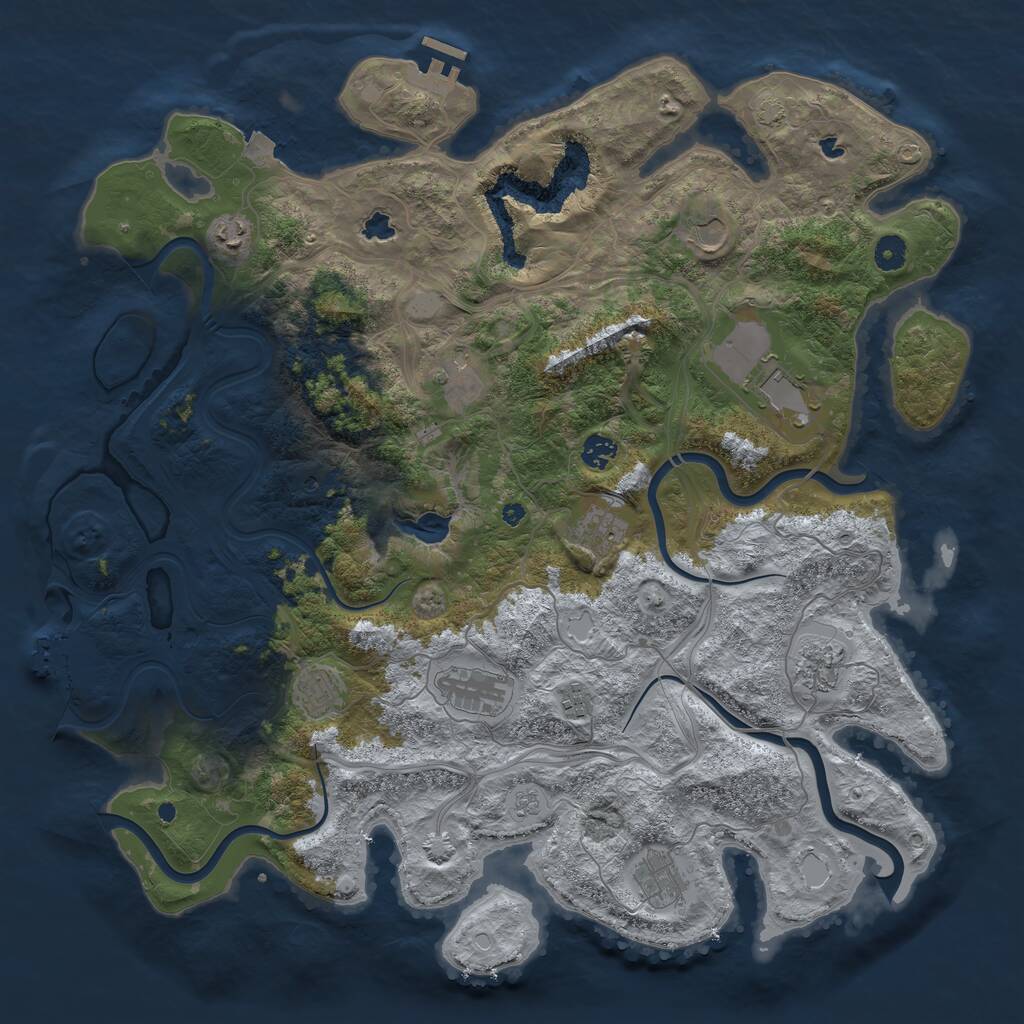 Rust Map: Procedural Map, Size: 4500, Seed: 1392615384, 17 Monuments