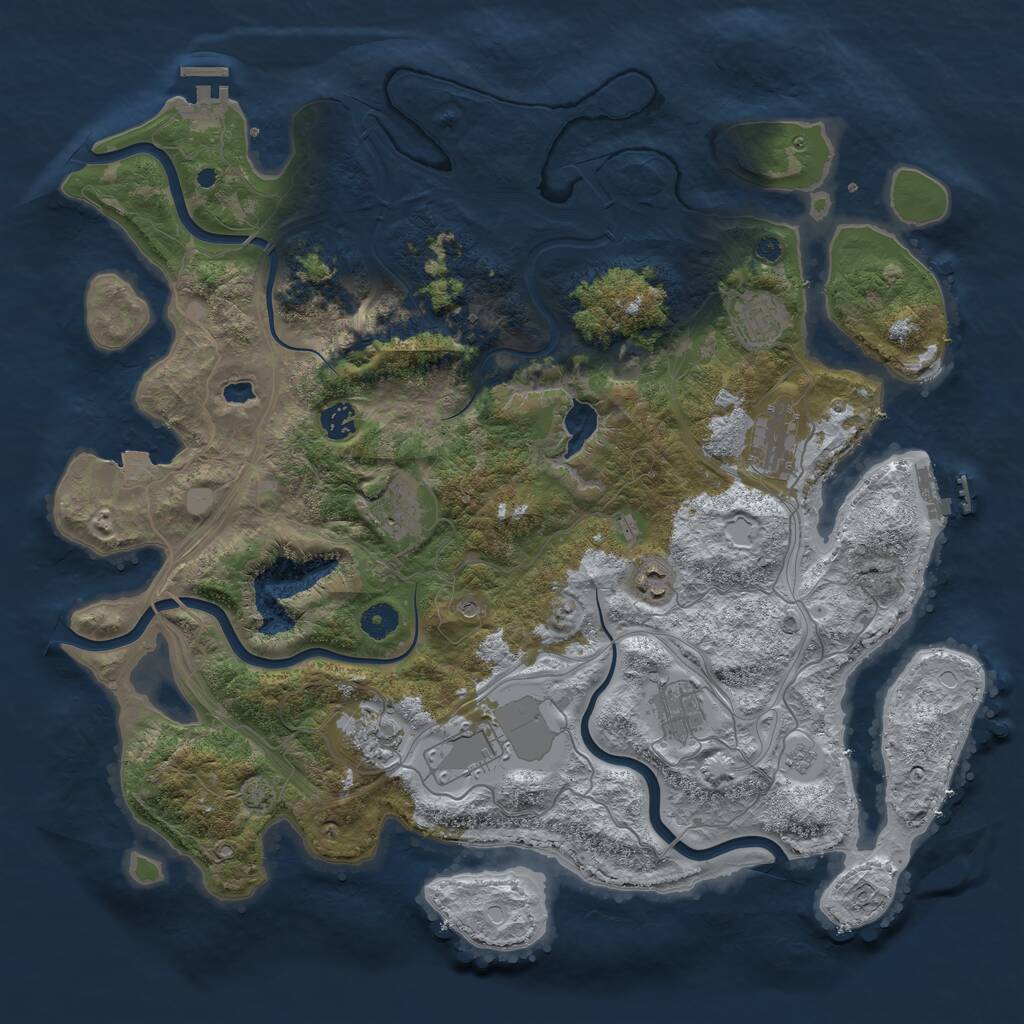 Rust Map: Procedural Map, Size: 4300, Seed: 34747809, 15 Monuments