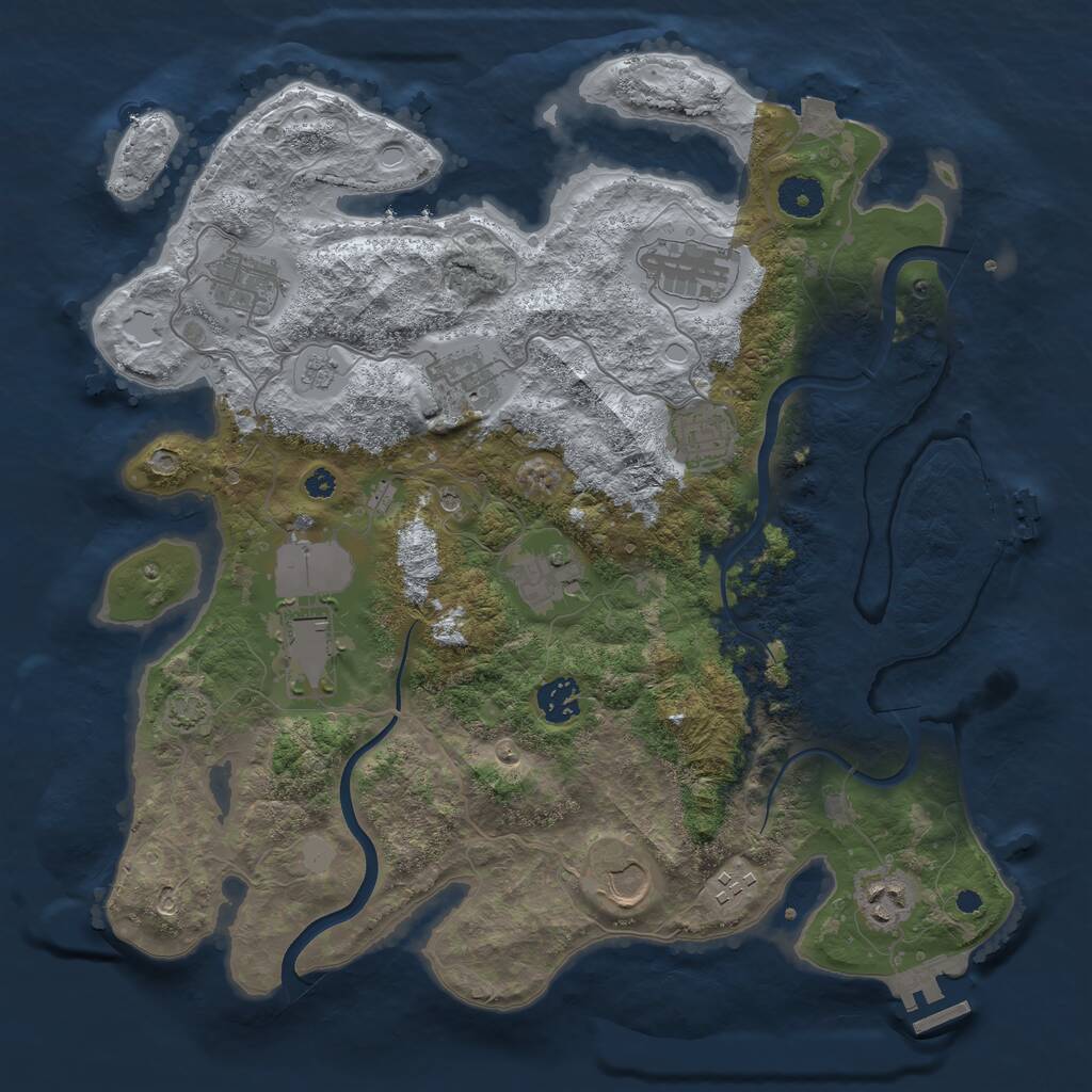 Rust Map: Procedural Map, Size: 3700, Seed: 162125616, 16 Monuments