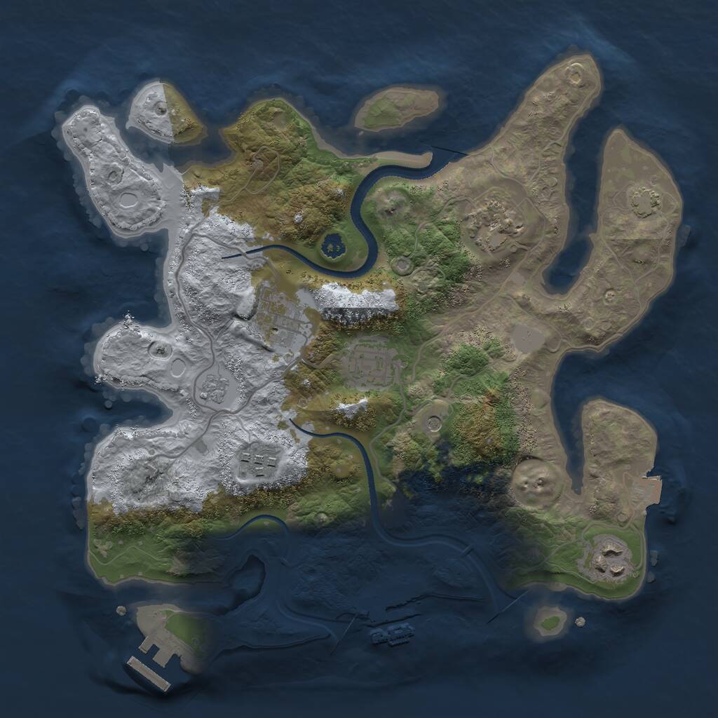 Rust Map: Procedural Map, Size: 3000, Seed: 341001229, 11 Monuments