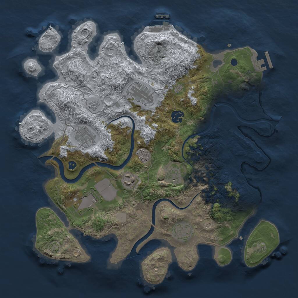 Rust Map: Procedural Map, Size: 3500, Seed: 987588, 14 Monuments