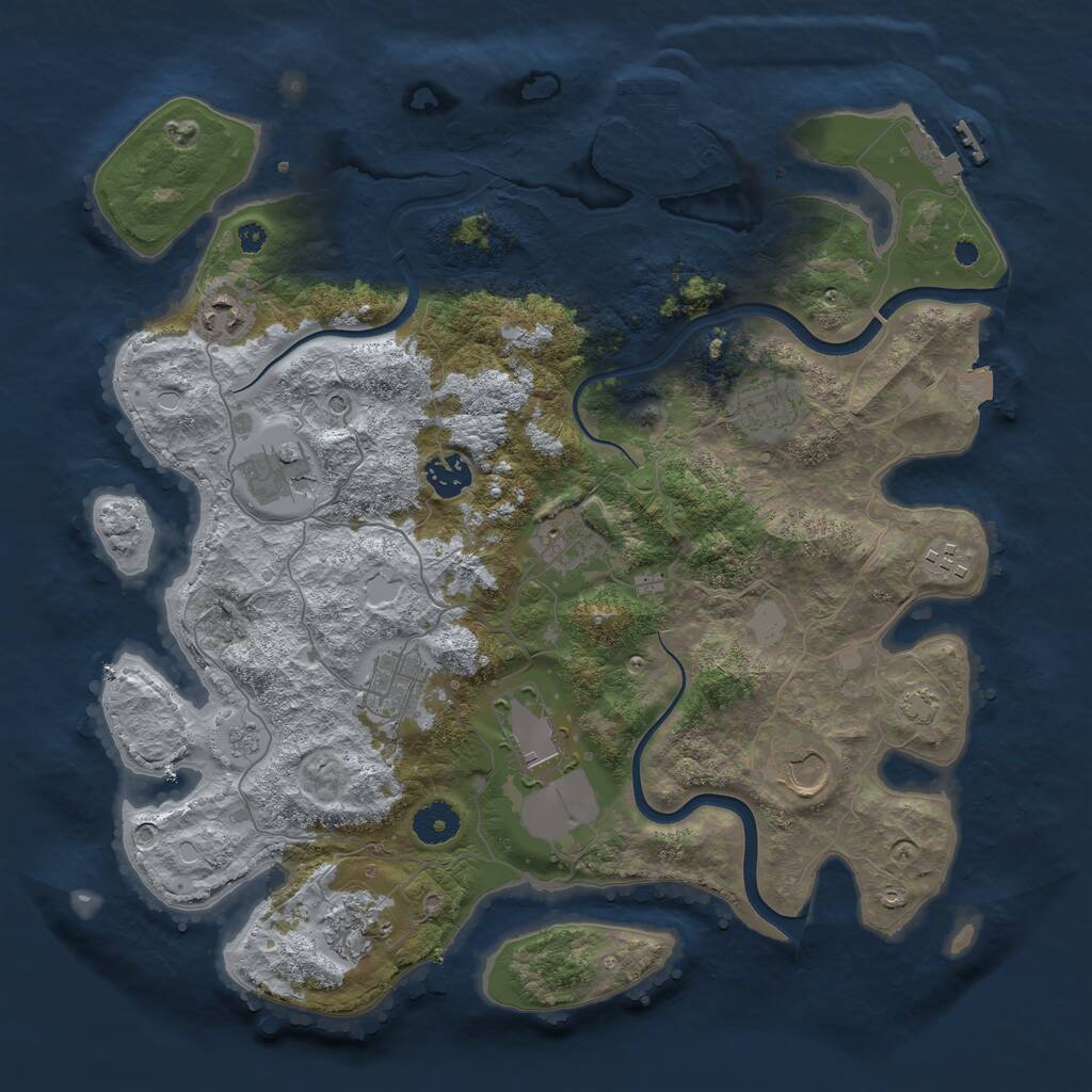 Rust Map: Procedural Map, Size: 3750, Seed: 1710346971, 16 Monuments