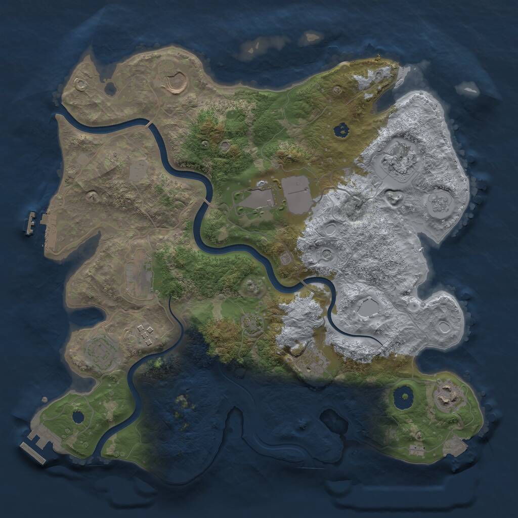 Rust Map: Procedural Map, Size: 3500, Seed: 631956557, 14 Monuments