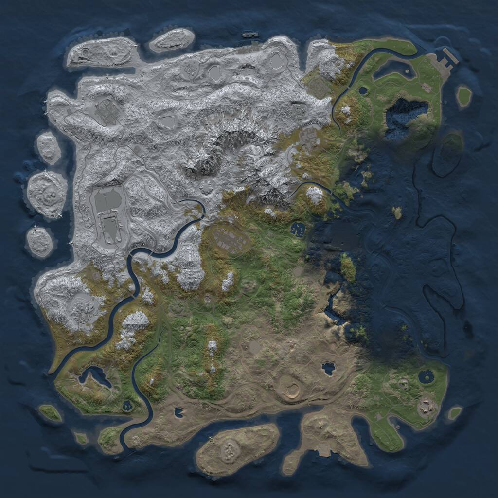 Rust Map: Procedural Map, Size: 5000, Seed: 961777759, 17 Monuments
