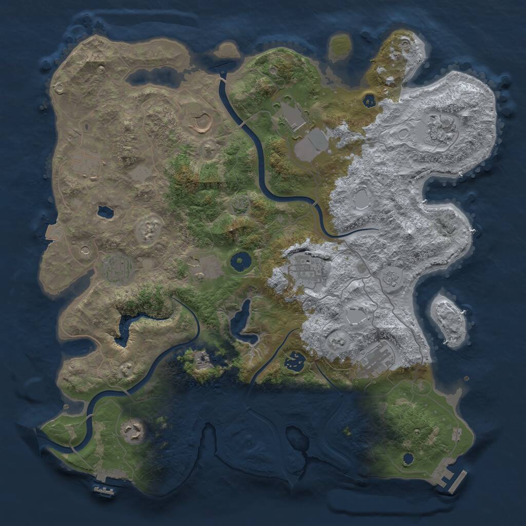 Rust Map: Procedural Map, Size: 4000, Seed: 631956557, 17 Monuments