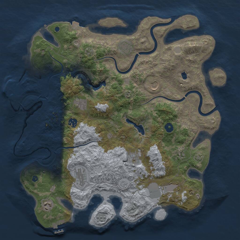 Rust Map: Procedural Map, Size: 4000, Seed: 56065, 16 Monuments