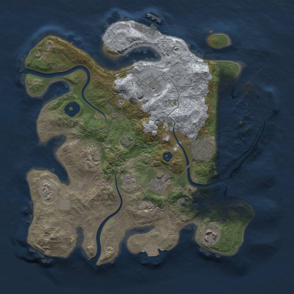 Rust Map: Procedural Map, Size: 3000, Seed: 23628333, 12 Monuments