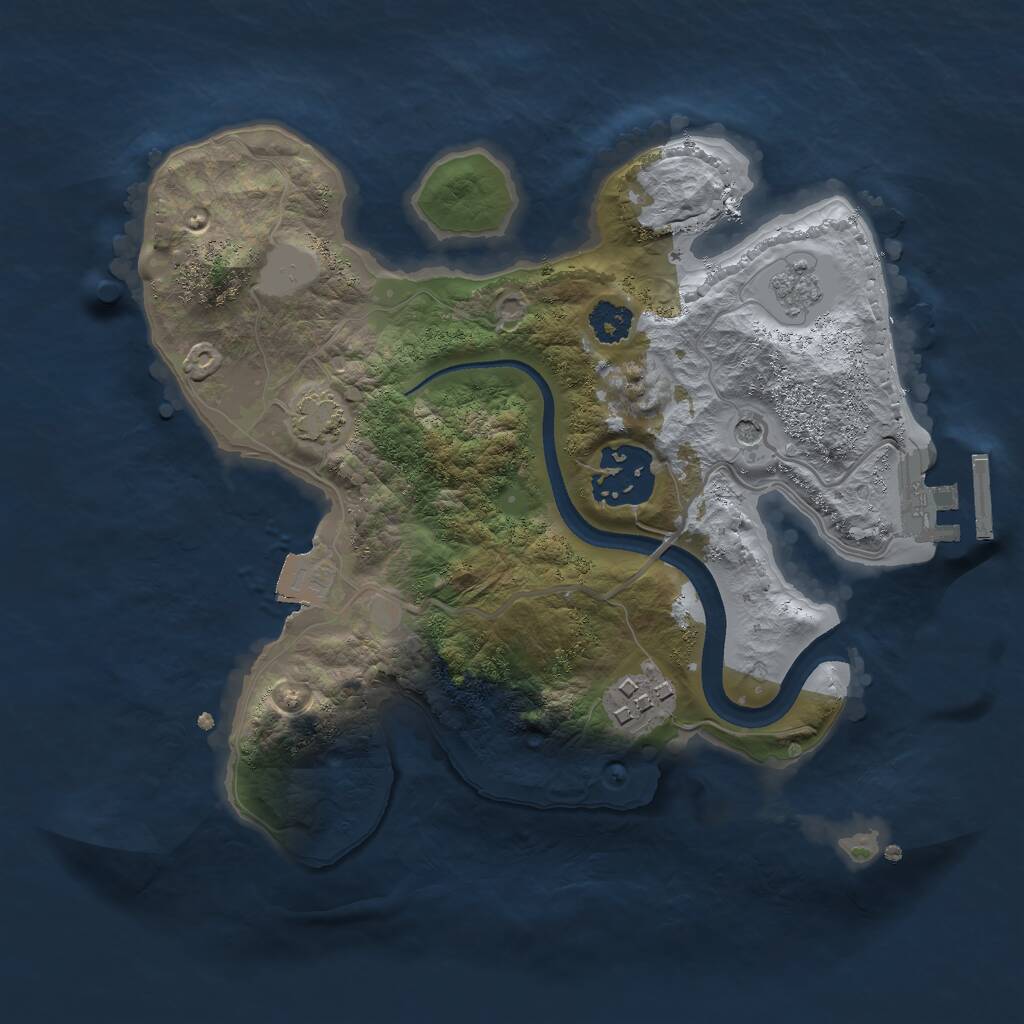 Rust Map: Procedural Map, Size: 2423, Seed: 1027198344, 7 Monuments