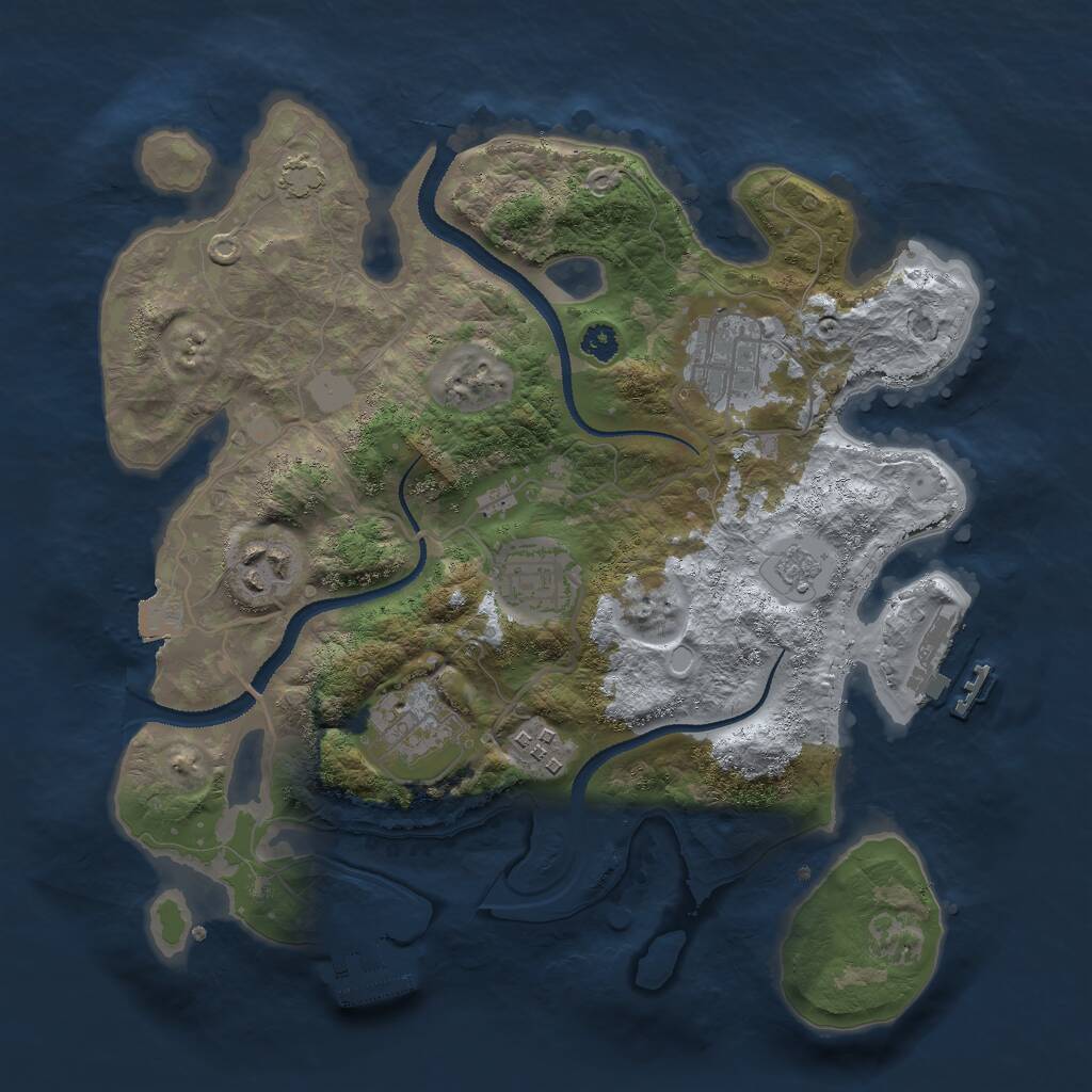 Rust Map: Procedural Map, Size: 3000, Seed: 19989, 10 Monuments