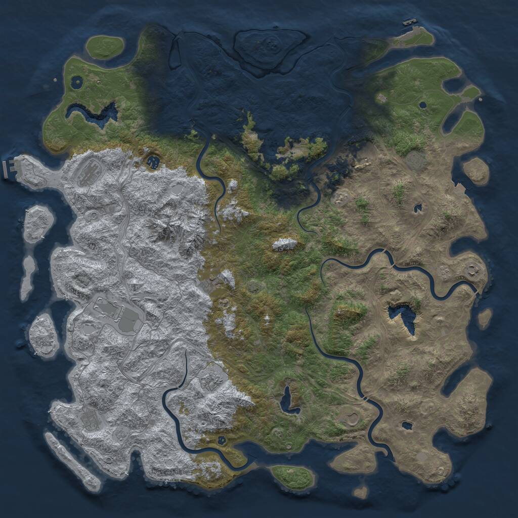 Rust Map: Procedural Map, Size: 6000, Seed: 1893184935, 17 Monuments