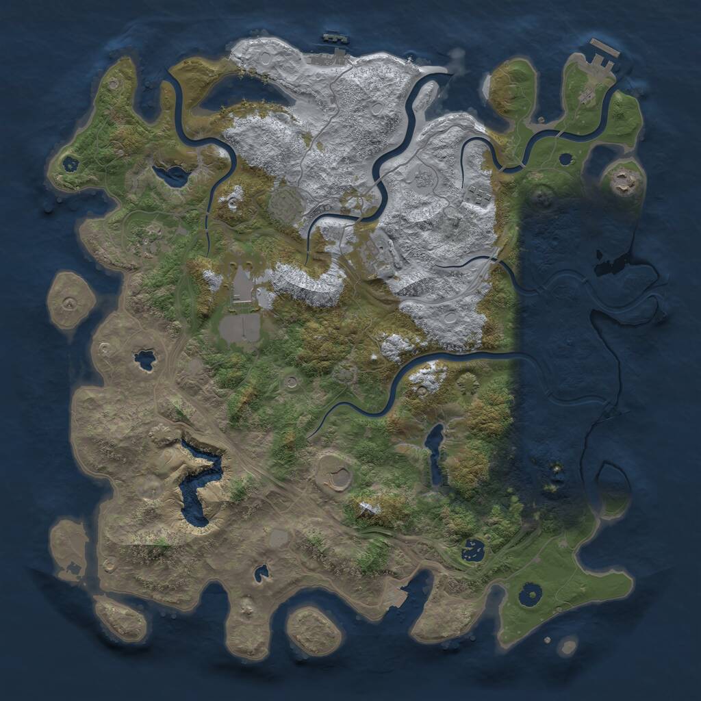 Rust Map: Procedural Map, Size: 4500, Seed: 2619507, 14 Monuments