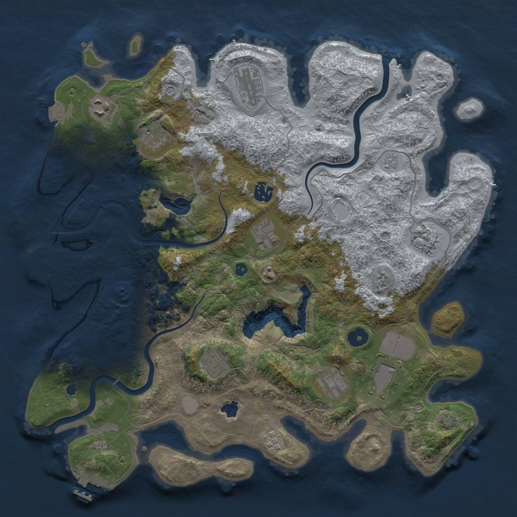 Rust Map: Procedural Map, Size: 4000, Seed: 1034206354, 16 Monuments