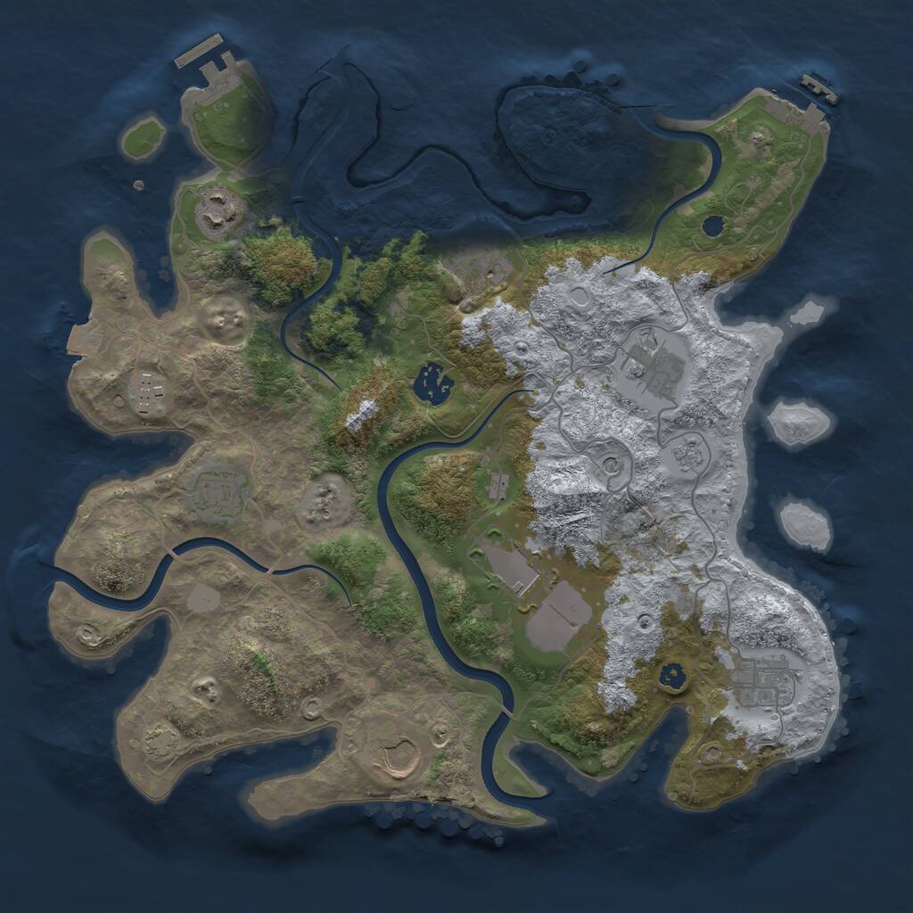 Rust Map: Procedural Map, Size: 3500, Seed: 1941530673, 15 Monuments