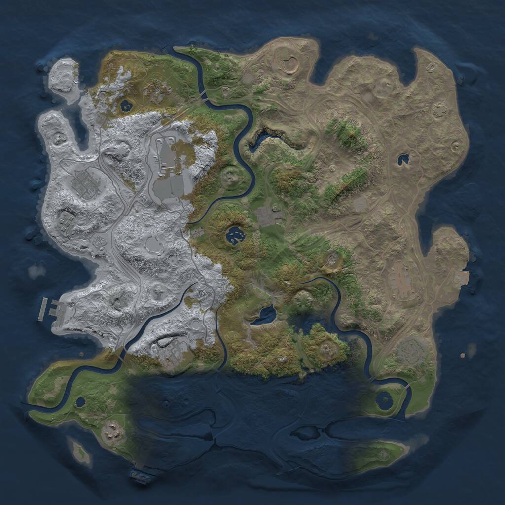 Rust Map: Procedural Map, Size: 4300, Seed: 20623565, 17 Monuments