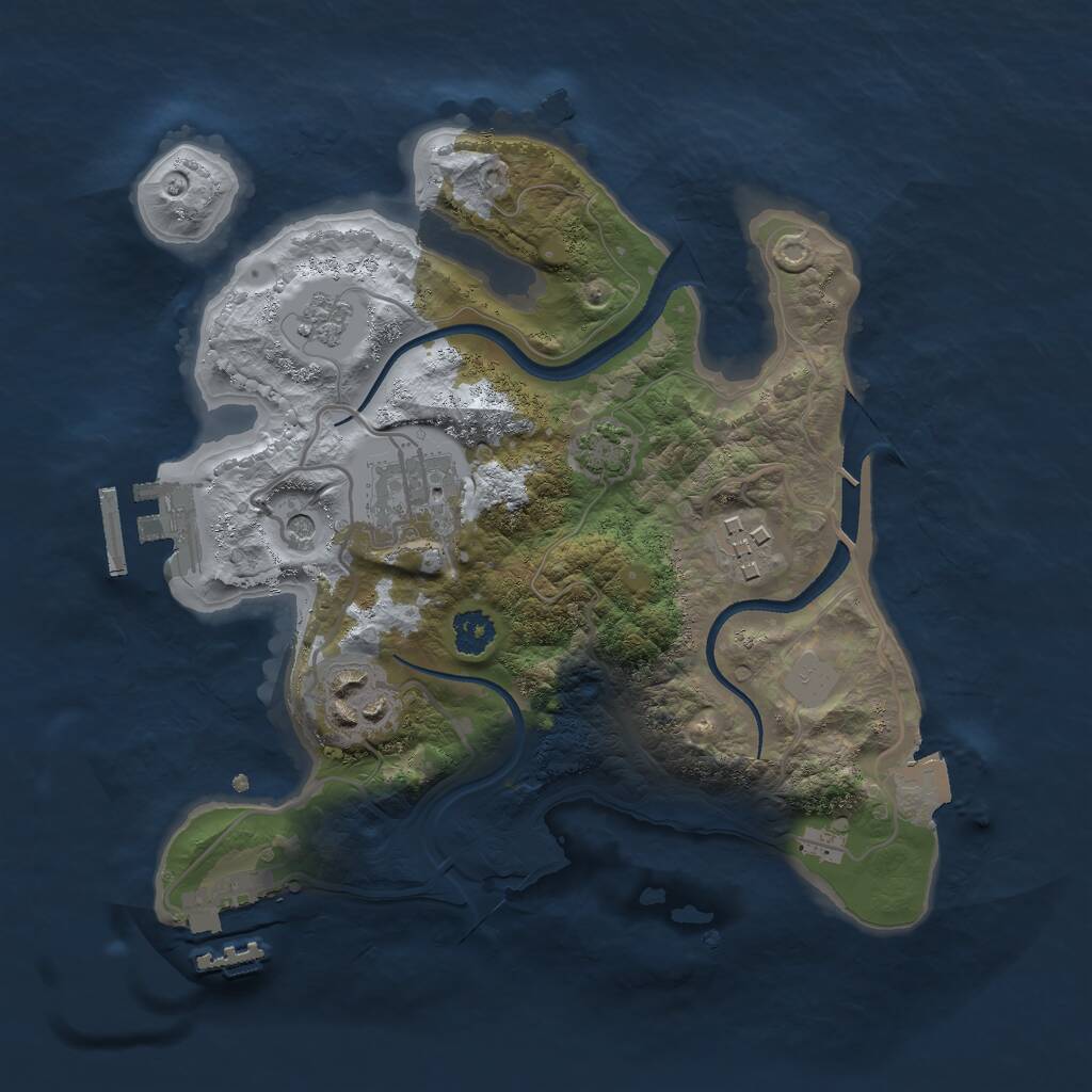 Rust Map: Procedural Map, Size: 2500, Seed: 220894232, 9 Monuments