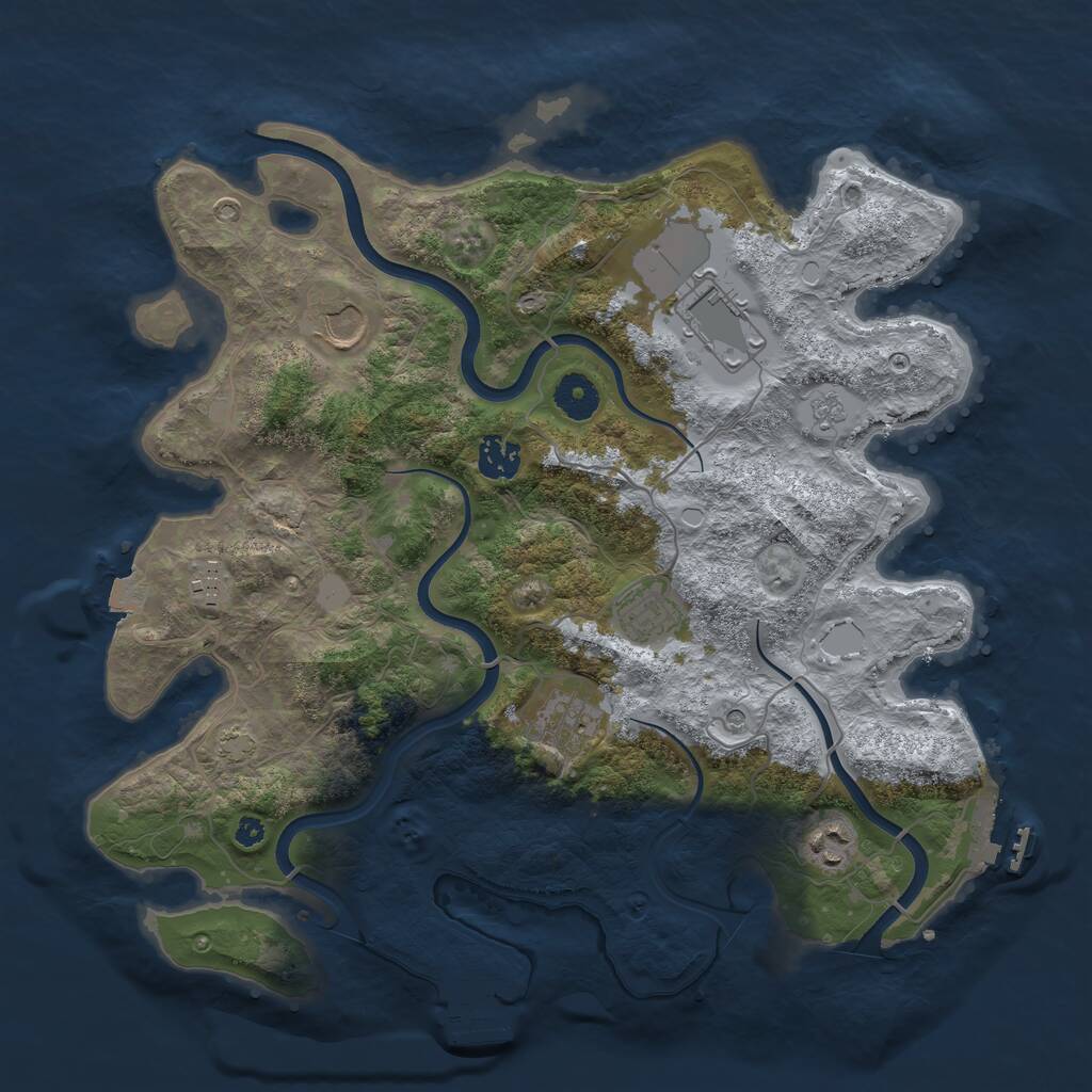 Rust Map: Procedural Map, Size: 3700, Seed: 757931, 13 Monuments