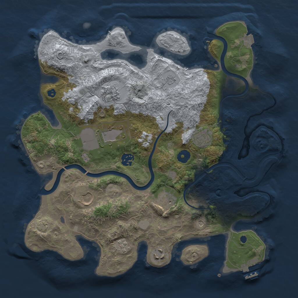 Rust Map: Procedural Map, Size: 3500, Seed: 287074049, 13 Monuments