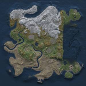 Thumbnail Rust Map: Procedural Map, Size: 3700, Seed: 1085992479, 16 Monuments