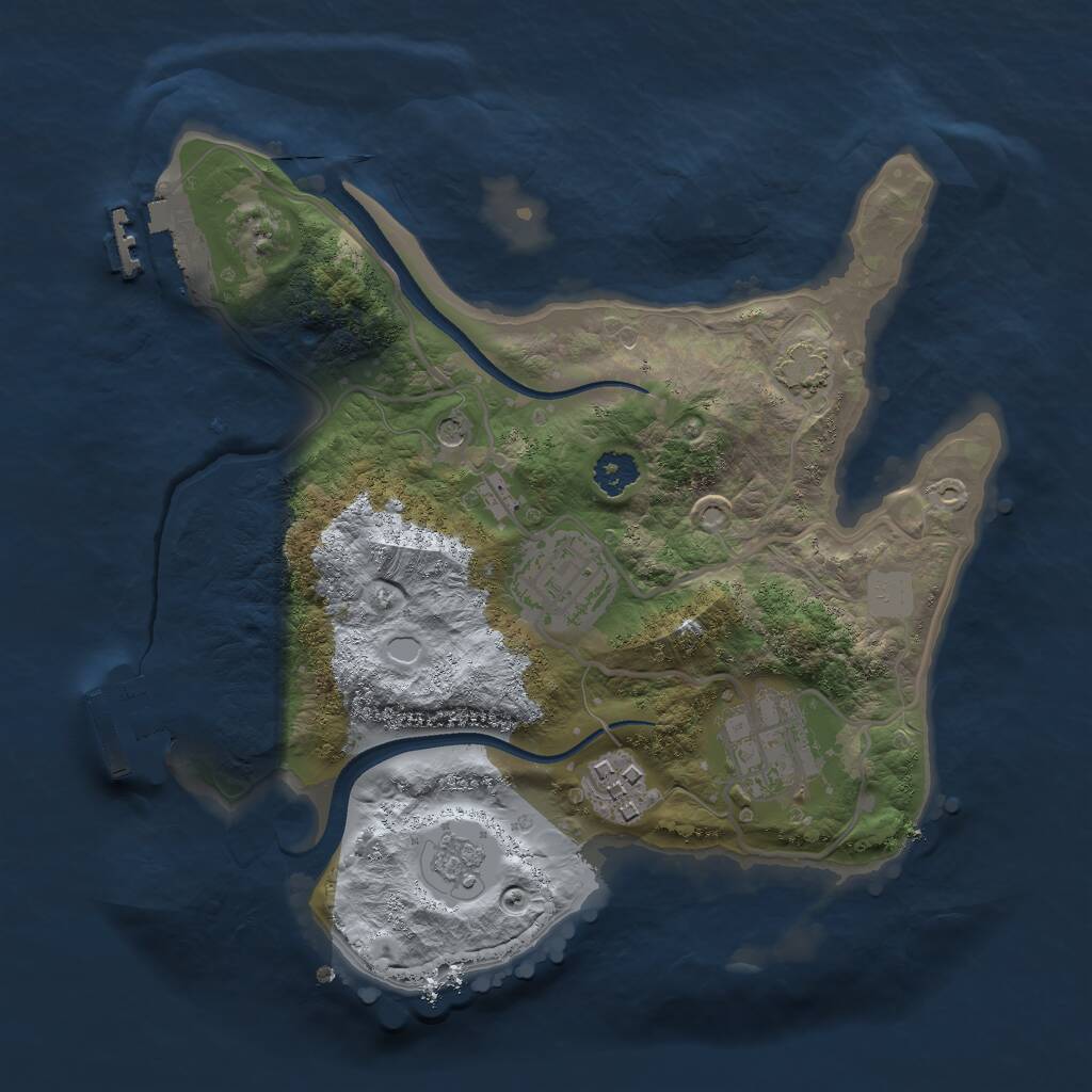 Rust Map: Procedural Map, Size: 2500, Seed: 418779027, 9 Monuments