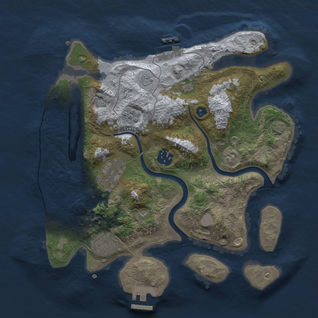 Rust Map: Procedural Map, Size: 3000, Seed: 3457, 10 Monuments