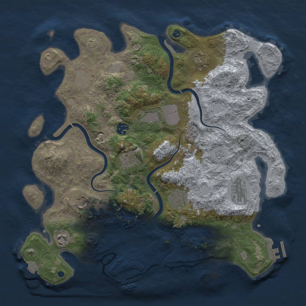 Rust Map: Procedural Map, Size: 3850, Seed: 954696929, 16 Monuments