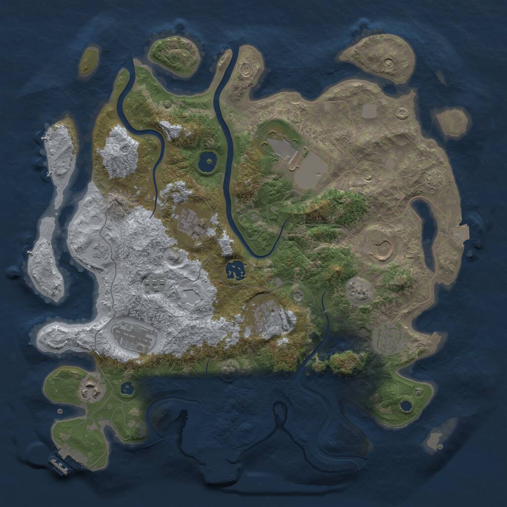 Rust Map: Procedural Map, Size: 3800, Seed: 989817185, 15 Monuments