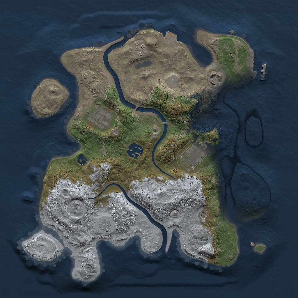 Rust Map: Procedural Map, Size: 3000, Seed: 2074981313, 10 Monuments