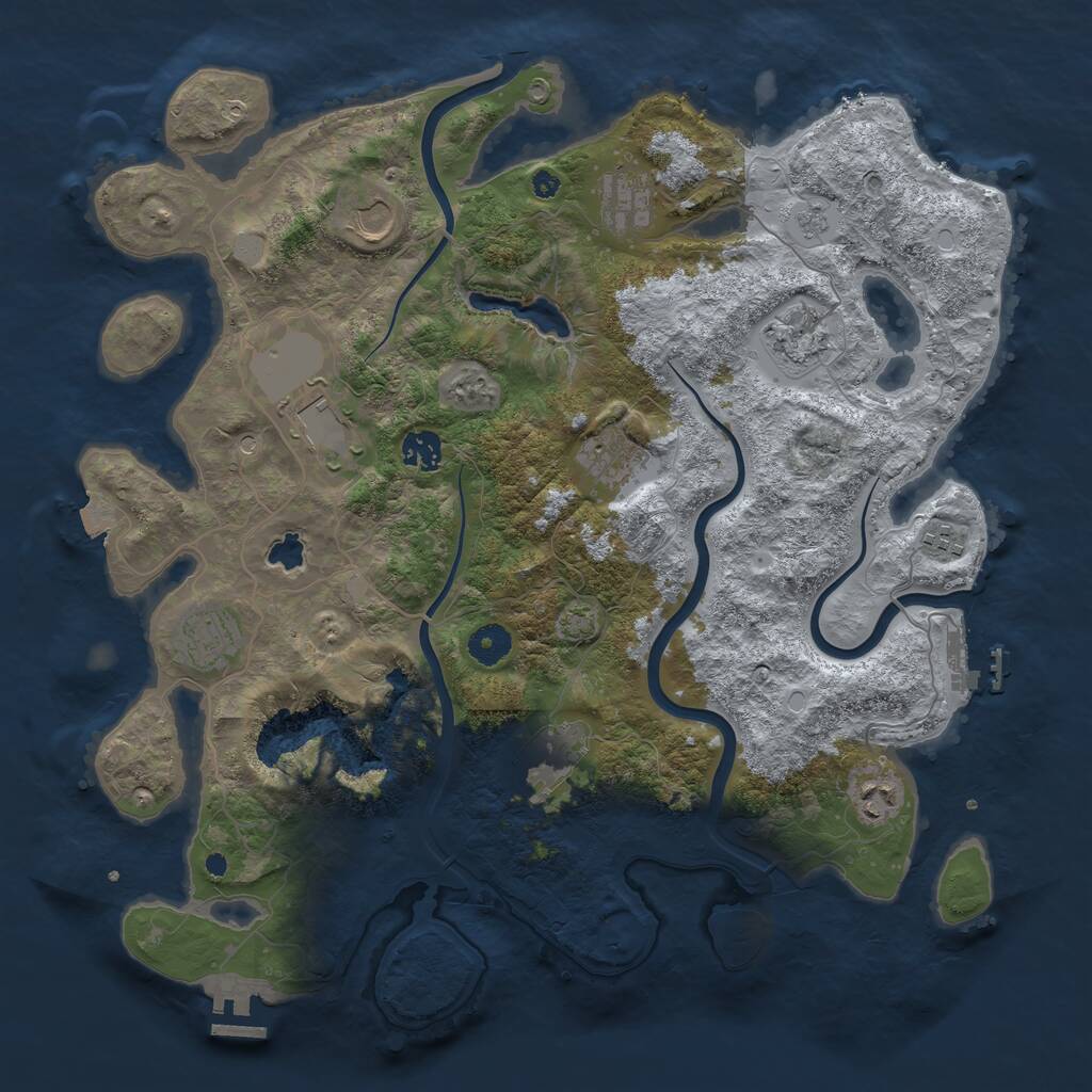 Rust Map: Procedural Map, Size: 4000, Seed: 727100954, 16 Monuments