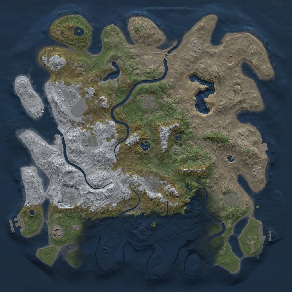 Rust Map: Procedural Map, Size: 4500, Seed: 751166496, 17 Monuments