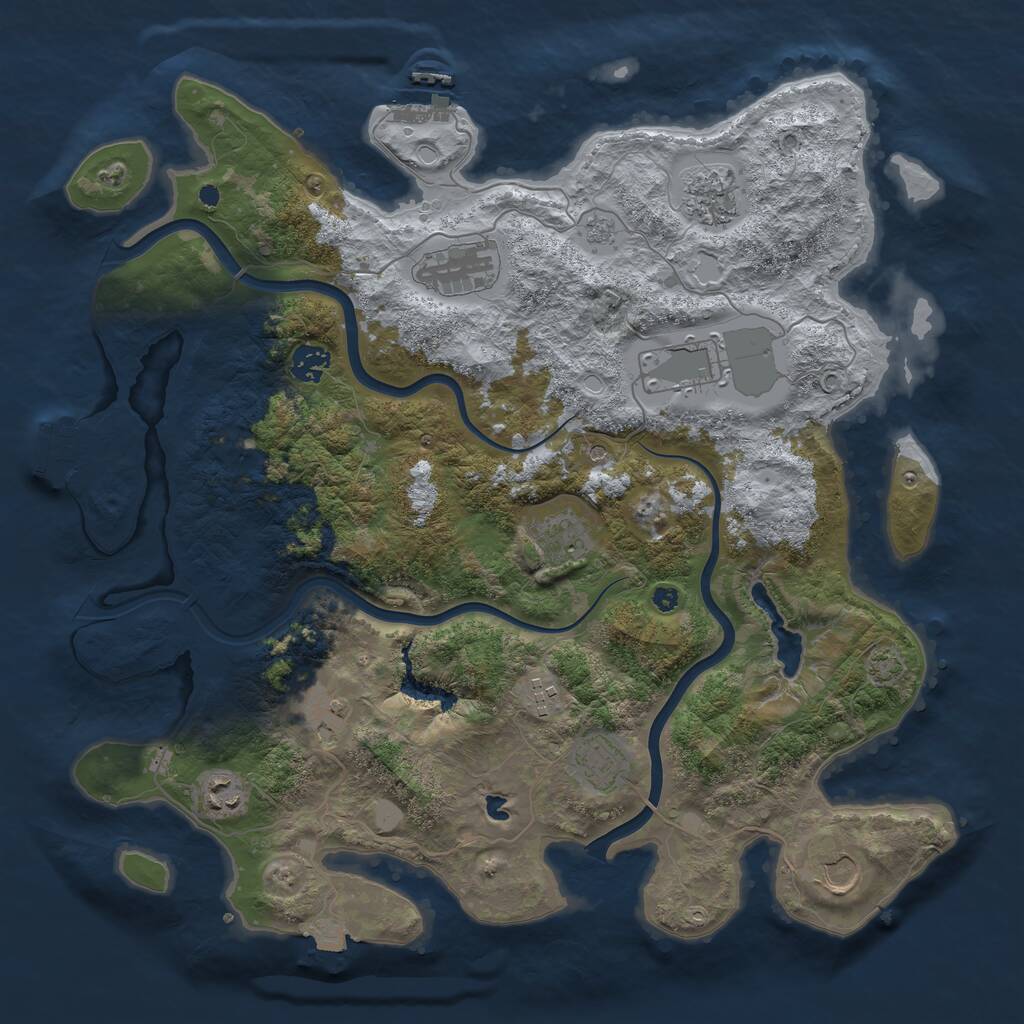 Rust Map: Procedural Map, Size: 4000, Seed: 1054883, 16 Monuments