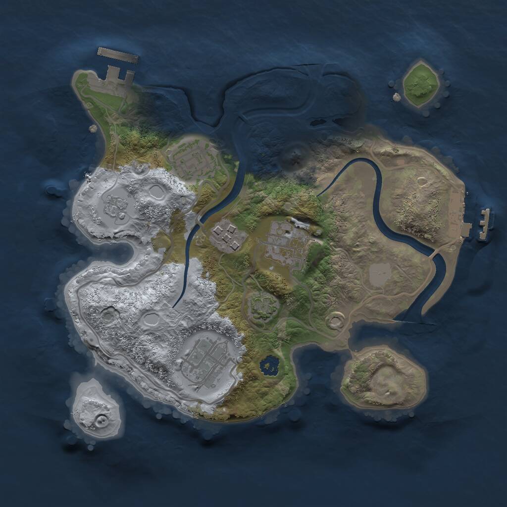 Rust Map: Procedural Map, Size: 2500, Seed: 77639473, 9 Monuments