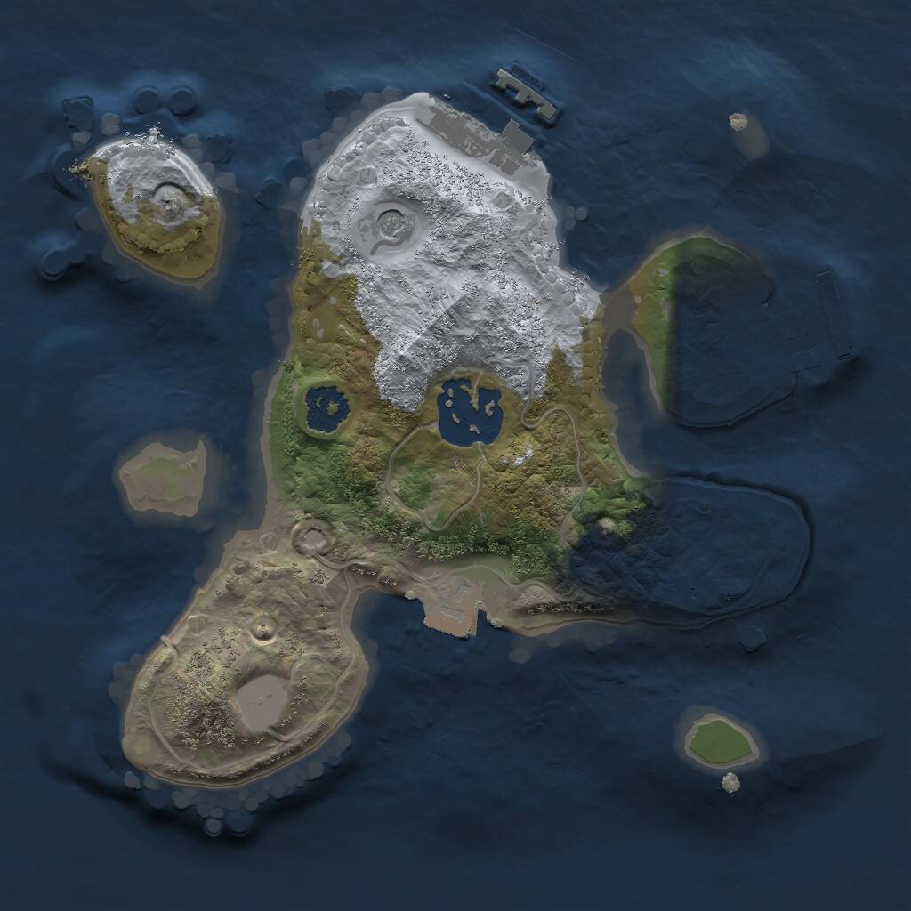 Rust Map: Procedural Map, Size: 2000, Seed: 1018768139, 5 Monuments