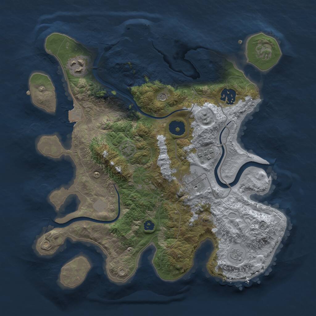 Rust Map: Procedural Map, Size: 3000, Seed: 1443839275, 9 Monuments