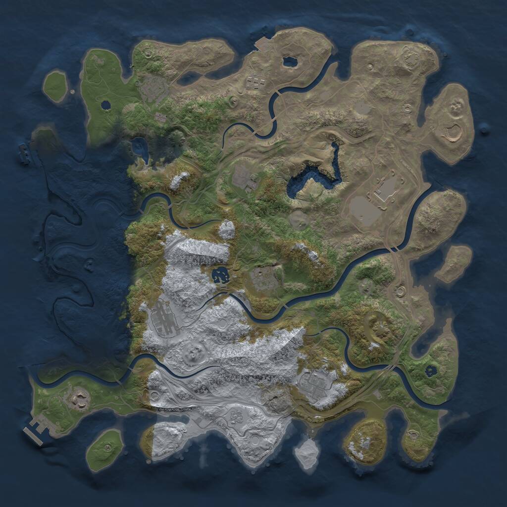 Rust Map: Procedural Map, Size: 4300, Seed: 64823126, 16 Monuments