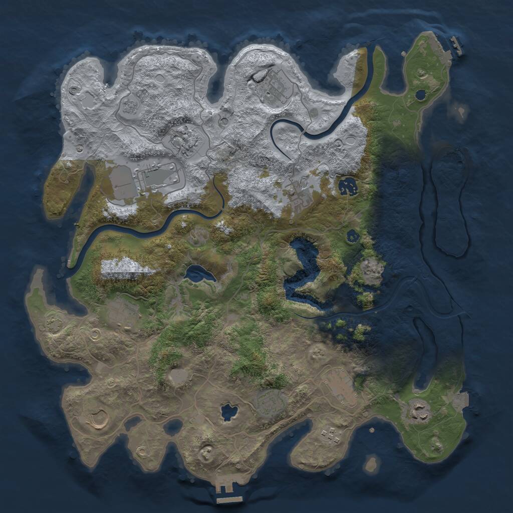 Rust Map: Procedural Map, Size: 4000, Seed: 66612, 17 Monuments