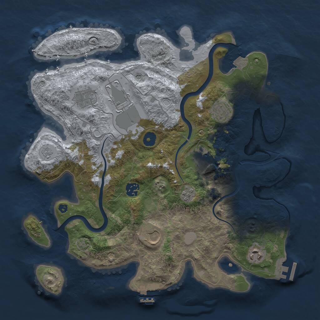 Rust Map: Procedural Map, Size: 3500, Seed: 1918118511, 14 Monuments