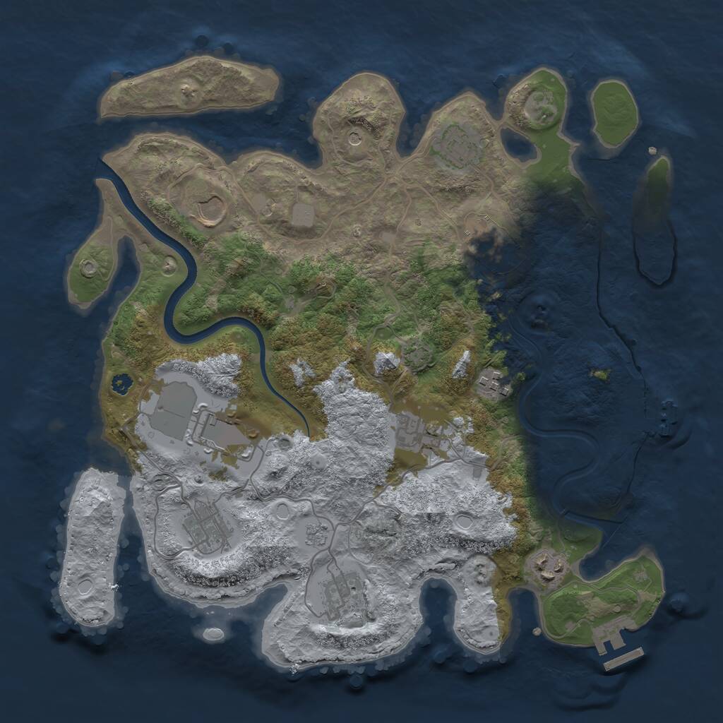 Rust Map: Procedural Map, Size: 3500, Seed: 456123, 15 Monuments